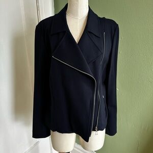 Tahari Navy Moto Blazer
